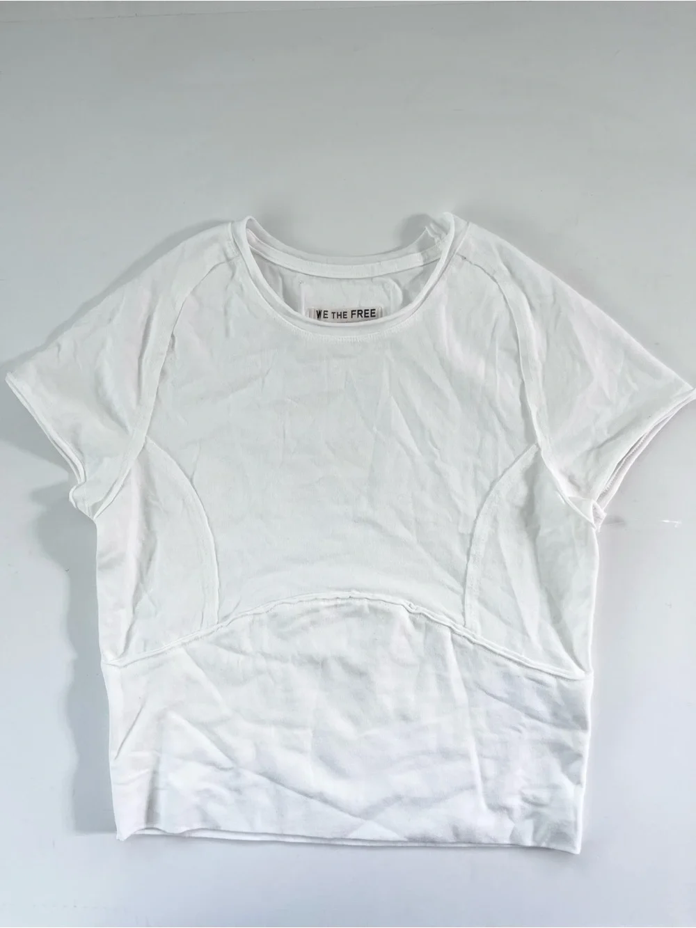 Free People White Short Sleeve Cropped Tee